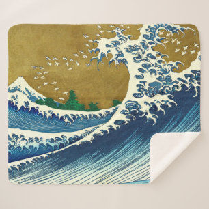 Couverture Sherpa Hokusai Big Wave Japon Art japonais