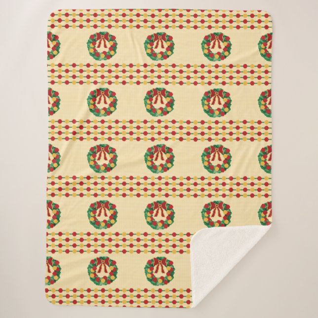 Couverture Sherpa Holiday Wreath Knit (Devant)