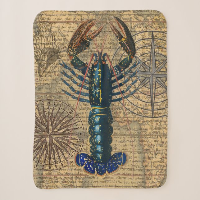 Couverture Sherpa Homard Coquillages Fruits de mer Maine Classique O (Devant)