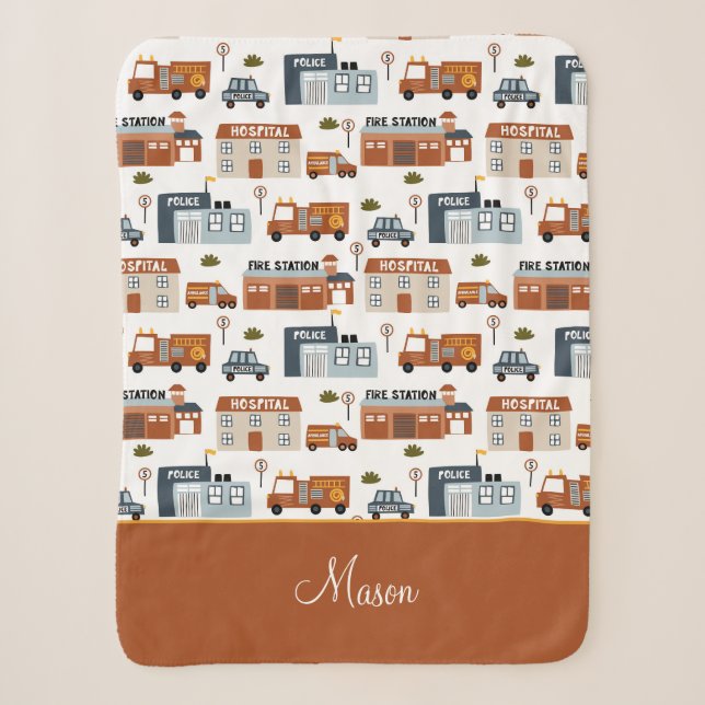 Couverture Sherpa Hôpital, incendie, police Ville Motif pour enfants (Devant)