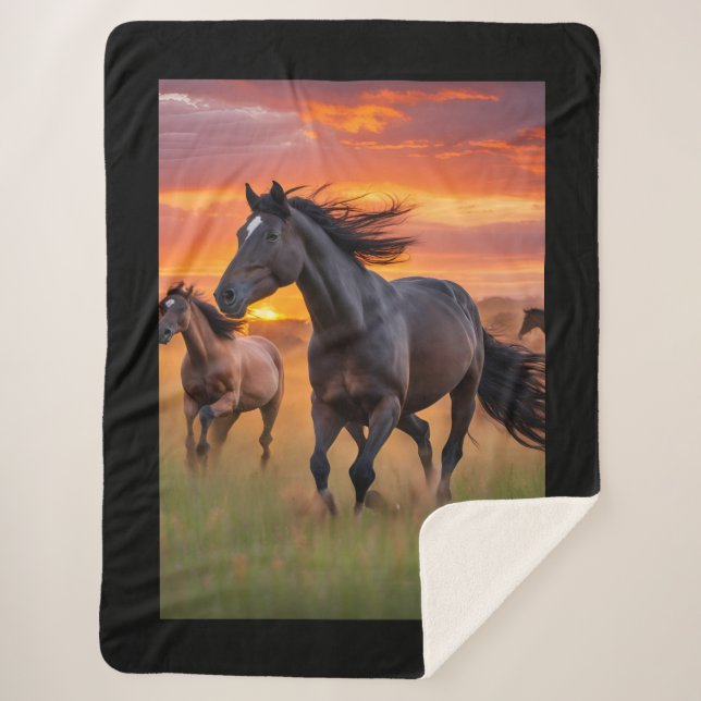 Couverture Sherpa Horse Blanket - Chevaux sauvages (Devant)