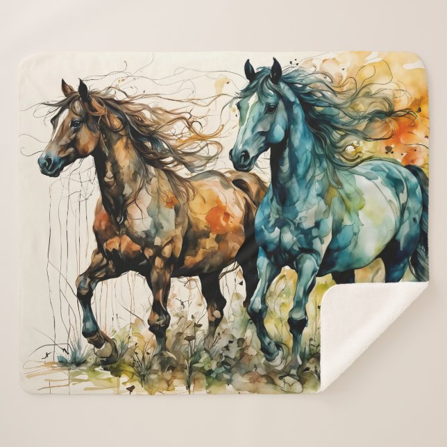 Couverture Sherpa Horses in the Pasture (Devant (Horizontal))