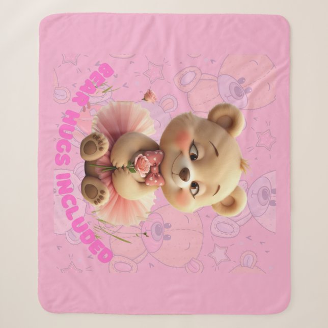 Couverture Sherpa Hugs d'ours inclus - Ours Tutu Doux (Devant)
