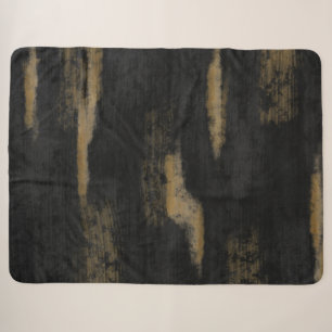 Couverture Sherpa Huiles douces Abstraites Charbon et or