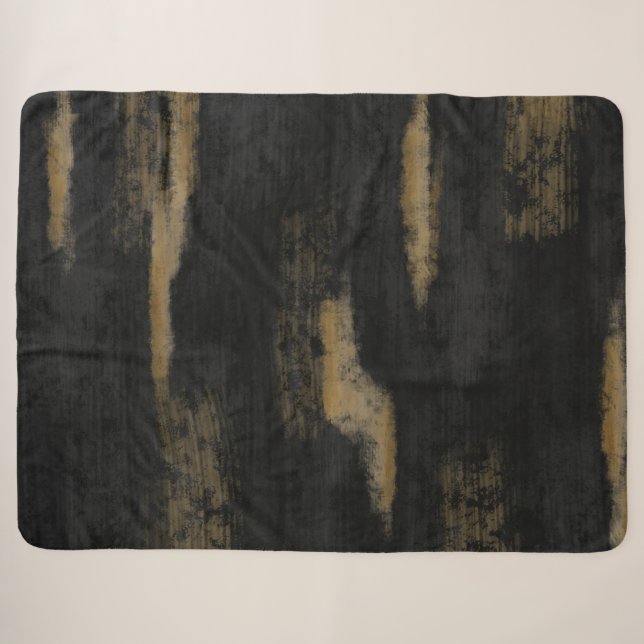 Couverture Sherpa Huiles douces Abstraites Charbon et or (Devant (Horizontal))