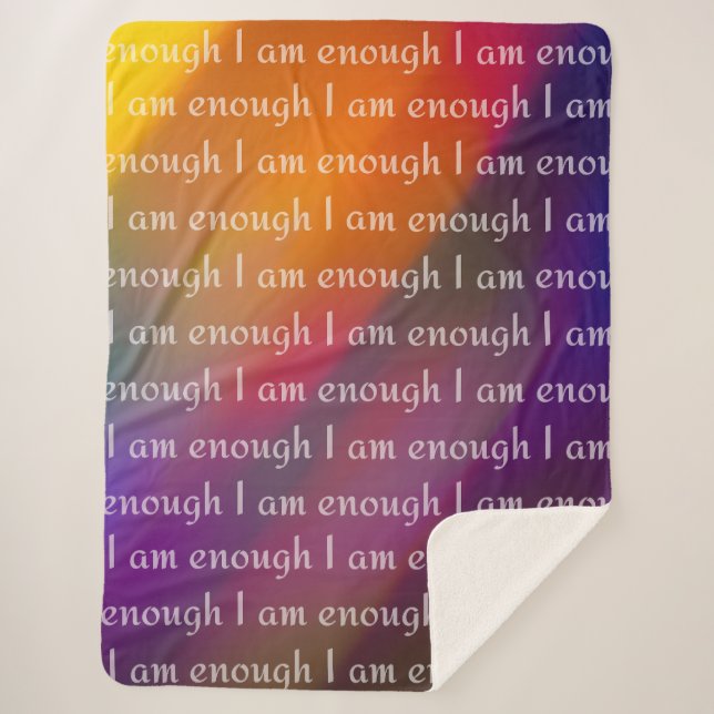 Couverture Sherpa I Am Enough Rainbow Affirmation Pattern Design (Devant)