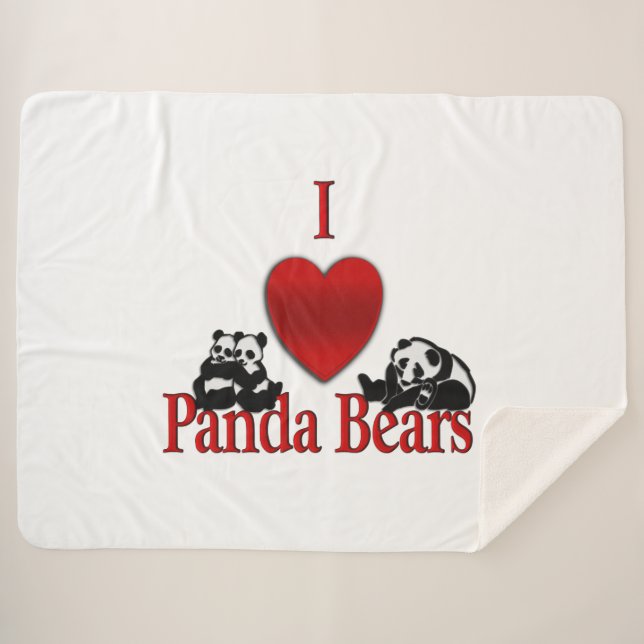 Couverture Sherpa I Heart Panda Bears (Devant (Horizontal))