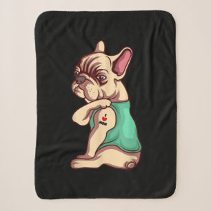Couverture Sherpa I Love Maman Tattoo Lover Funny French Bulldog