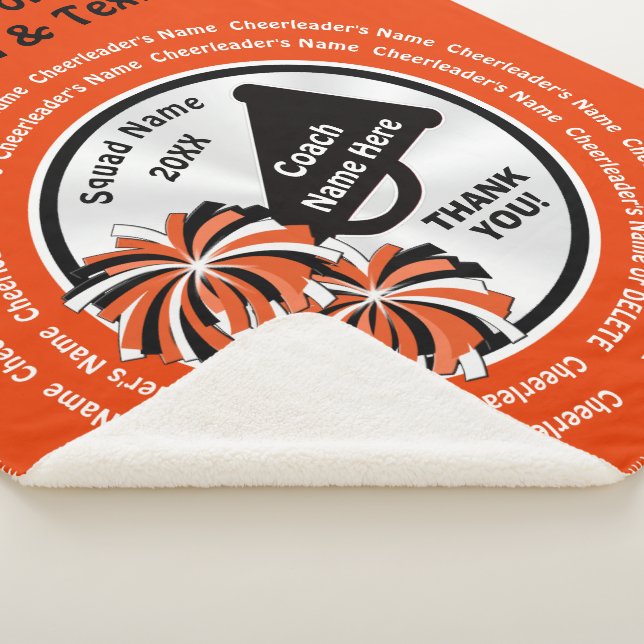 Couverture Sherpa Idées Cadeau Coach Cheerled, Orange Black White (3/4)