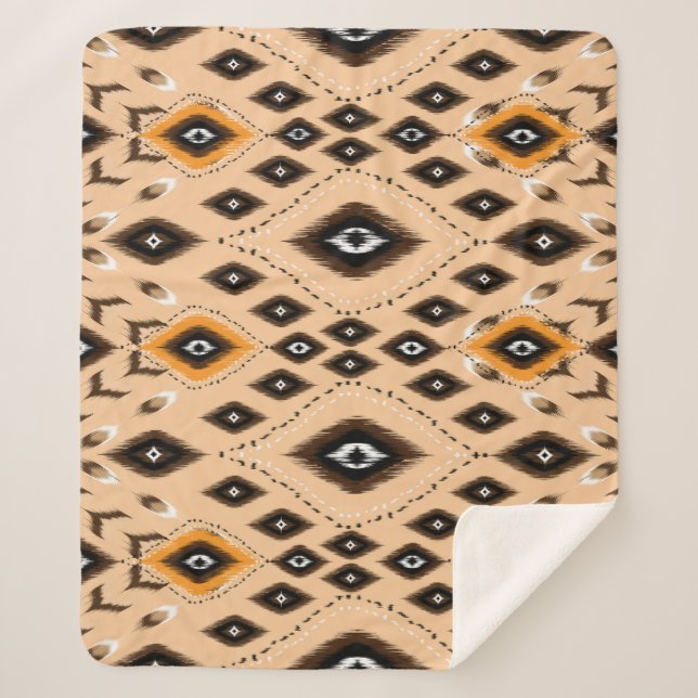 Couverture Sherpa Ikat Ethnic Geometry Folklore Motif (Devant)