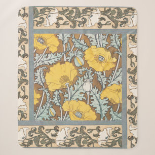 Couverture Sherpa Illustration Art Nouveau Poppy Fleur Jaune