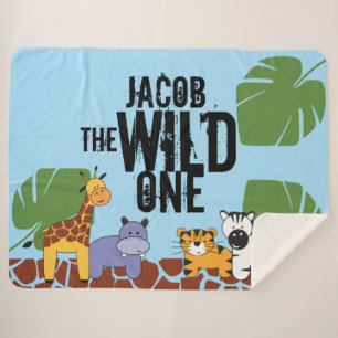 Couverture Sherpa Illustration d'animal Safari personnalisé Wild One