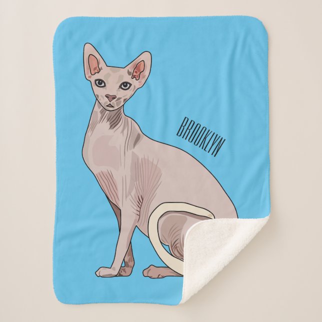 Couverture Sherpa illustration de chat Sphynx de dessin animé (Devant)