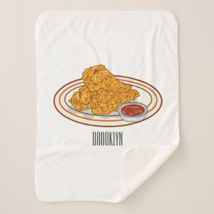 Couverture Sherpa Illustration de dessin animé sur le poulet frit