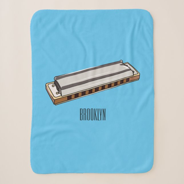 Couverture Sherpa Illustration de dessin d'Harmonica (Devant)