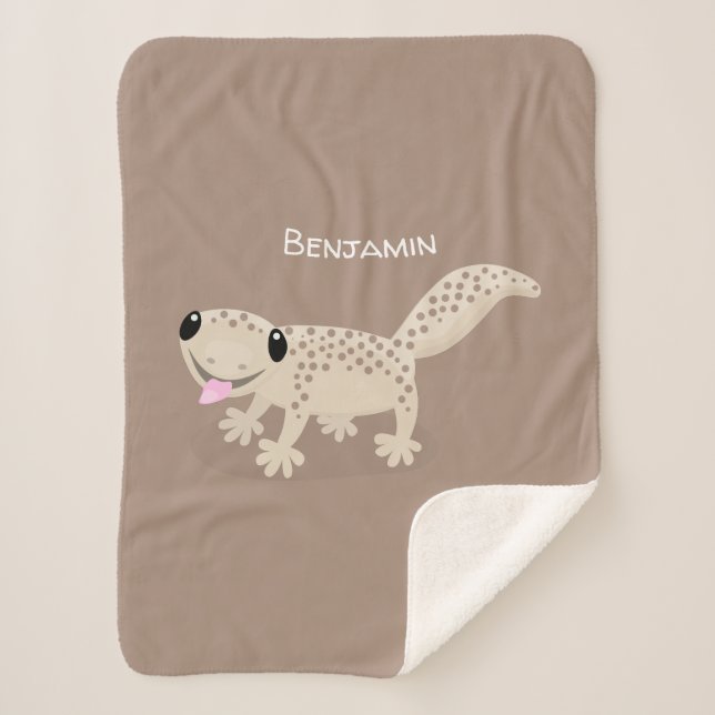 Couverture Sherpa Illustration de gecko tan tan mignon (Devant)