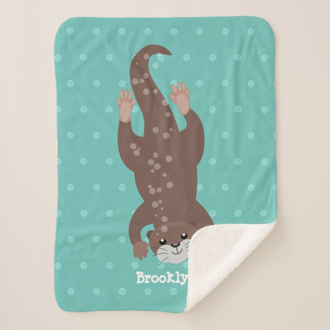 Couverture Sherpa Illustration de plongée de loutre mignonne (Devant)