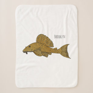 Couverture Sherpa illustration de poisson Pleco en cartoon