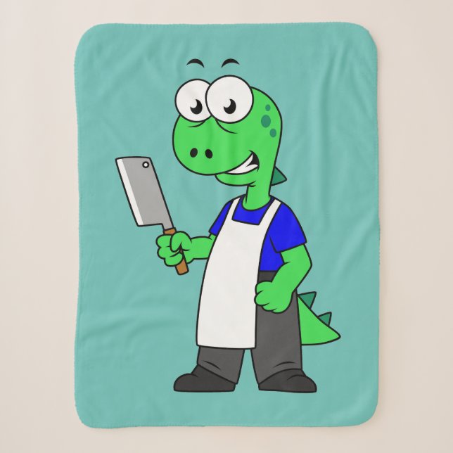Couverture Sherpa Illustration D'Un Boucher Rex Tyrannosaurus. (Devant)
