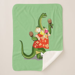 Couverture Sherpa Illustration D'Un Brontosaurus Jouant À Maracas.
