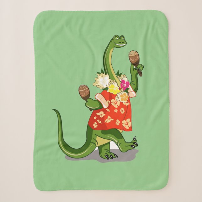 Couverture Sherpa Illustration D'Un Brontosaurus Jouant À Maracas. (Devant)