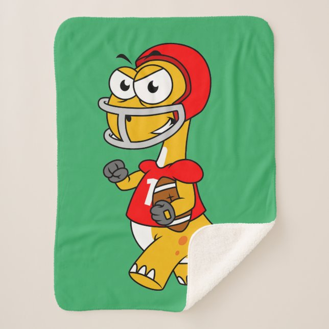 Couverture Sherpa Illustration D'Un Brontosaurus Jouant Au Football. (Devant)