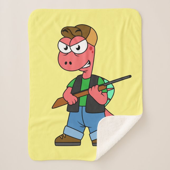 Couverture Sherpa Illustration D'Un Chasseur De Spinosaure Avec Arme (Devant)