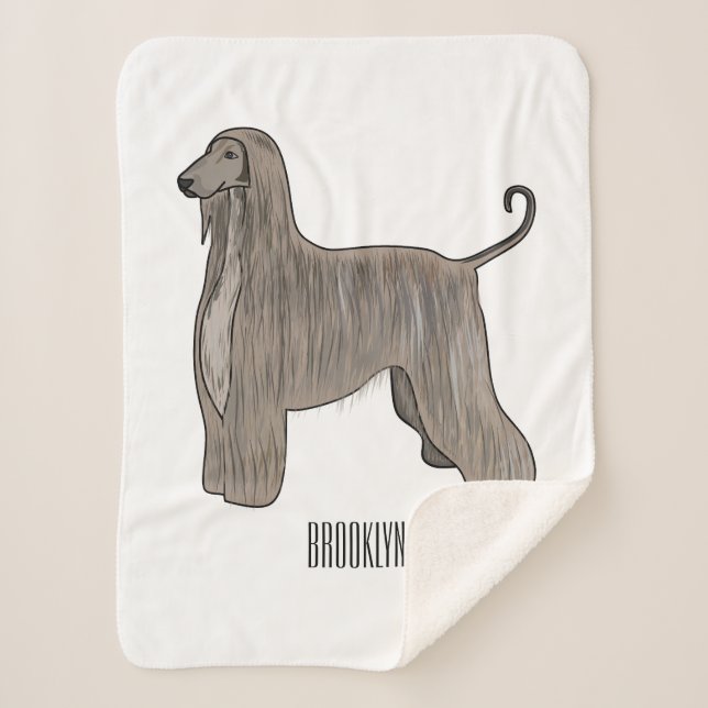 Couverture Sherpa Illustration d'un chien hound afghan (Devant)