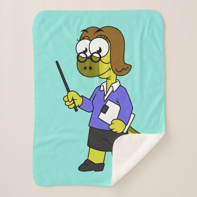 Couverture Sherpa Illustration D'Un Enseignant Pachycéphalosaure. (Devant)