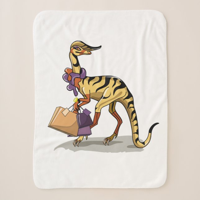 Couverture Sherpa Illustration D'Un Iguanodon Avec Sacs Commerciaux. (Devant)