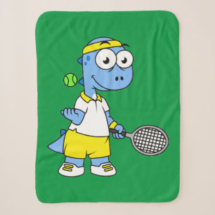 Couverture Sherpa Illustration D'Un Joueur De Tennis Tyrannosaurus R