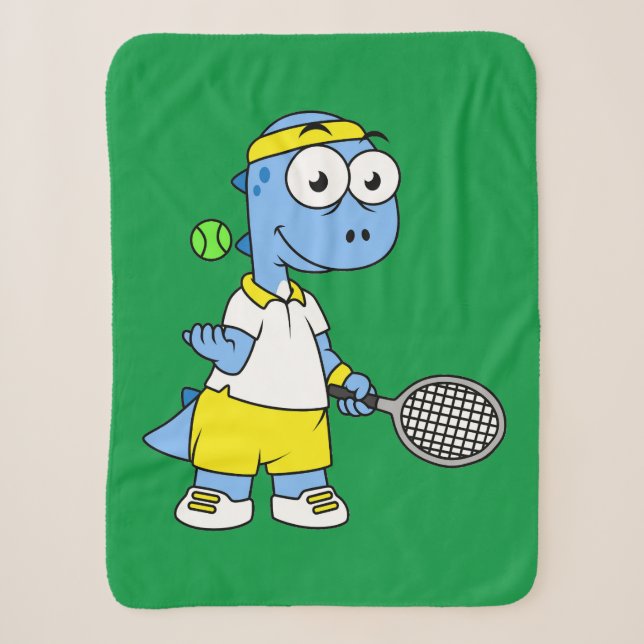 Couverture Sherpa Illustration D'Un Joueur De Tennis Tyrannosaurus R (Devant)