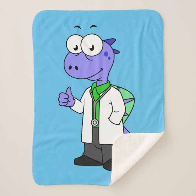 Couverture Sherpa Illustration D'Un Médecin Spinosaure. (Devant)