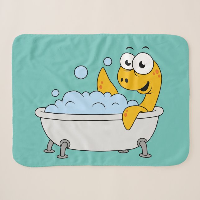 Couverture Sherpa Illustration D'Un Monstre De Loch Ness De Bain. (Devant (Horizontal))