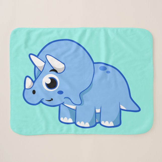 Couverture Sherpa Illustration Mignonne D'Un Dinosaure Tricératops. (Devant (Horizontal))