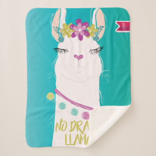 Couverture Sherpa Illustration No Drama Llama avec Monogramme
