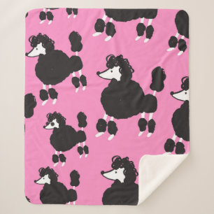 Couverture Sherpa Illustration poodle français vintage patter sans s
