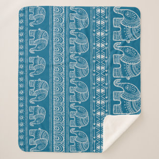 Couverture Sherpa Illustration vintage du cadre éléphant