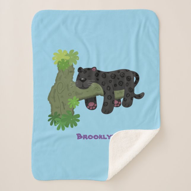 Couverture Sherpa Image de dessin animé de chat en panthère noire ja (Devant)