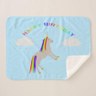 Couverture Sherpa Imaginaire Anniversaire Unicorne arc-en-ciel et nu