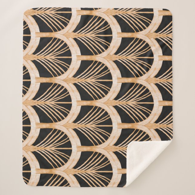 Couverture Sherpa Imitation or : aquarelle art déco. (Devant)