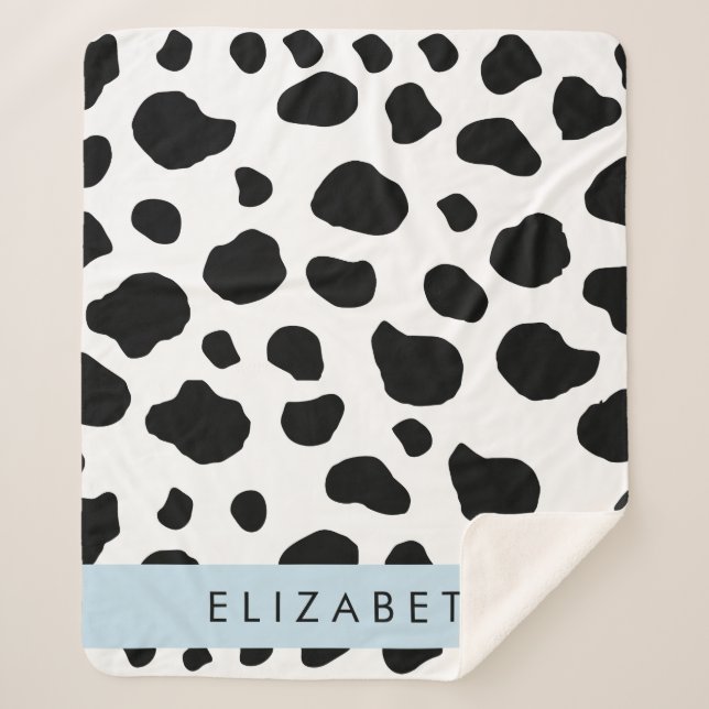 Couverture Sherpa Impression De Vache, Spots De Vache, Noir Et Blanc (Devant)