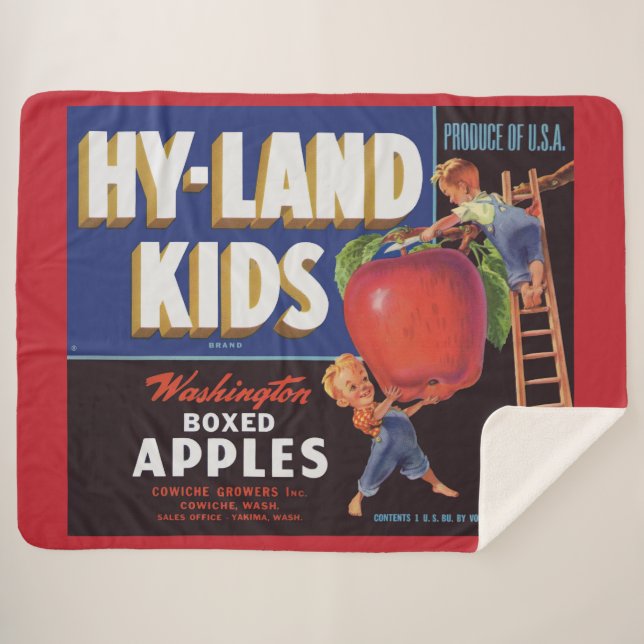 Couverture Sherpa Impression étiquette Hyland Kids Washington Apples (Devant (Horizontal))