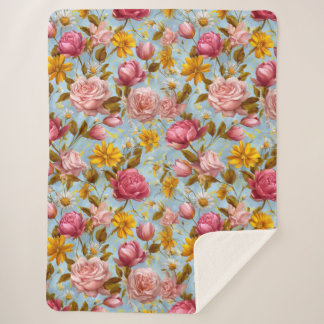 Couverture Sherpa Impression florale de style antique