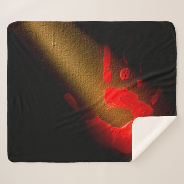 Couverture Sherpa Impression main rouge (Devant (Horizontal))