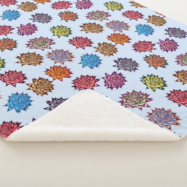 Couverture Sherpa Impression Rose pointillée, Modèle Floral Moderne (3/4)