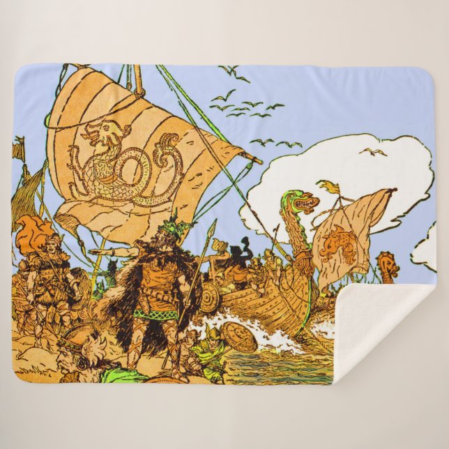 Couverture Sherpa Impression vikings (Devant (Horizontal))
