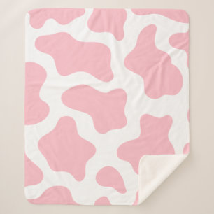 Couverture Sherpa imprimé de vache rose pastel kawaii
