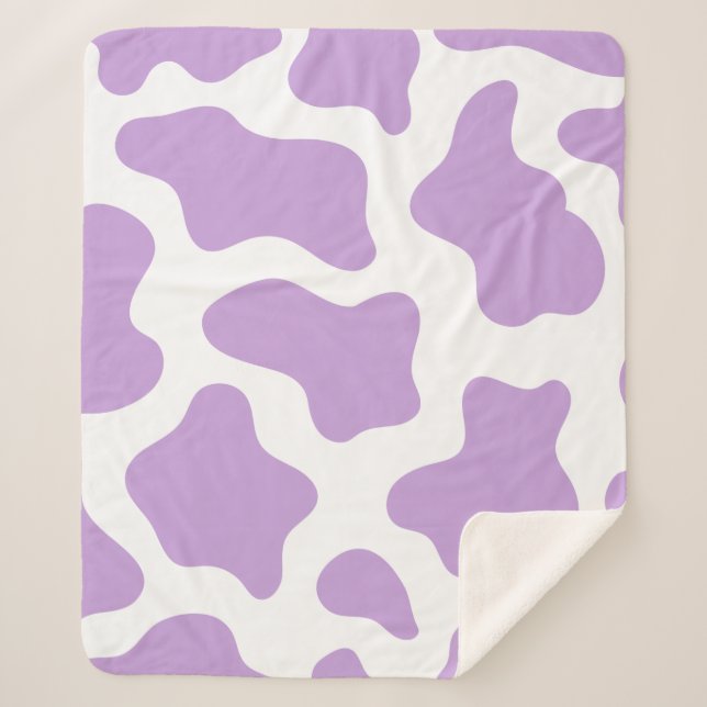 Couverture Sherpa imprimé de vache violet pastel kawaii (Devant)