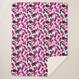 Couverture Sherpa Imprimé Vache Rose Noir Blanc  